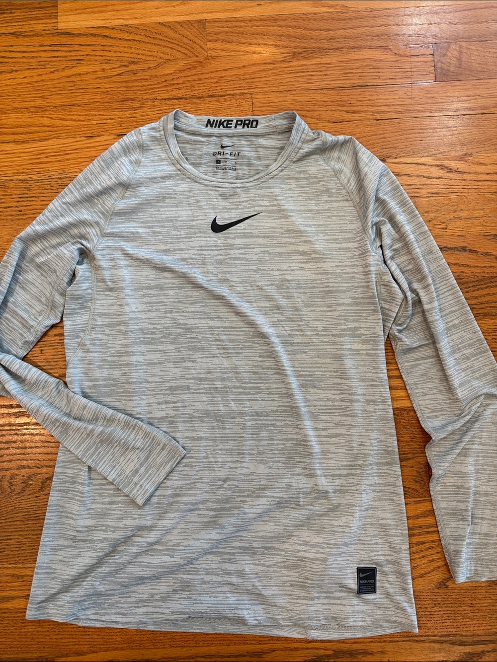 Nike PRO Gray Heather Long Sleeve Performance Dri-FIT Top